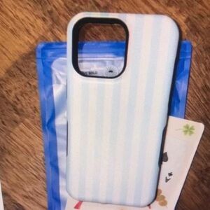 White and Blue Striped Phone Case